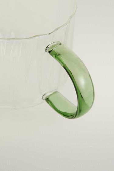 BOROSILICATE GLASS MUG WITH RAISED DESIGN - Green by Zara - Image 3