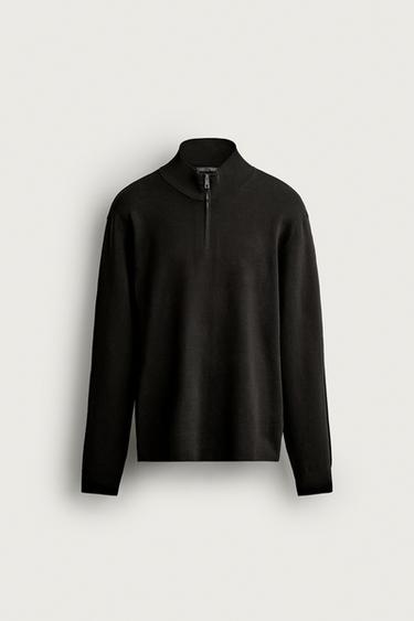 REGULAR FIT QUARTER-ZIP JUMPER - Chocolate by Zara