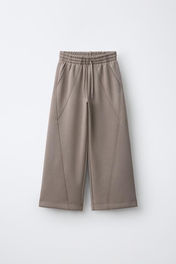 PANTALLONA WIDE LEG SPORTY - Gri miu nga Zara - Imazh 0