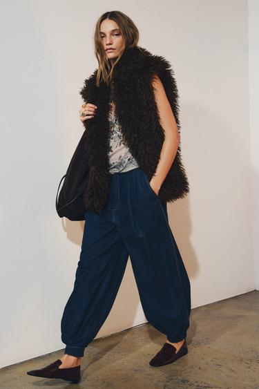 Zara PANTALONE OD DENIMA SA VOLUMENOM ZW COLLECTION – Plava
