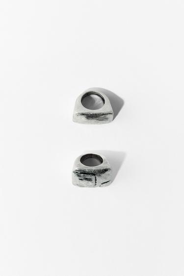 PACK 2 MAXI ANILLOS RECTANGULARES - Plata de Zara