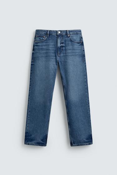 ДЖИНСЫ STRAIGHT FIT ИЗ ХЛОПКА И ЛИОЦЕЛЛА — СИНИЙ от Zara