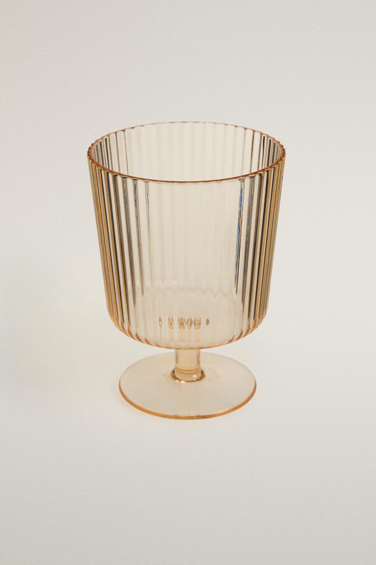 STRIPED MACRAMÉ WINE GLASS — Yellow