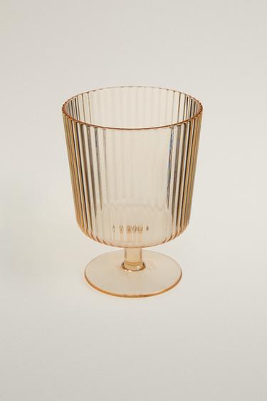 STRIPED MACRAMÉ WINE GLASS - Yellow by Zara - Image 1