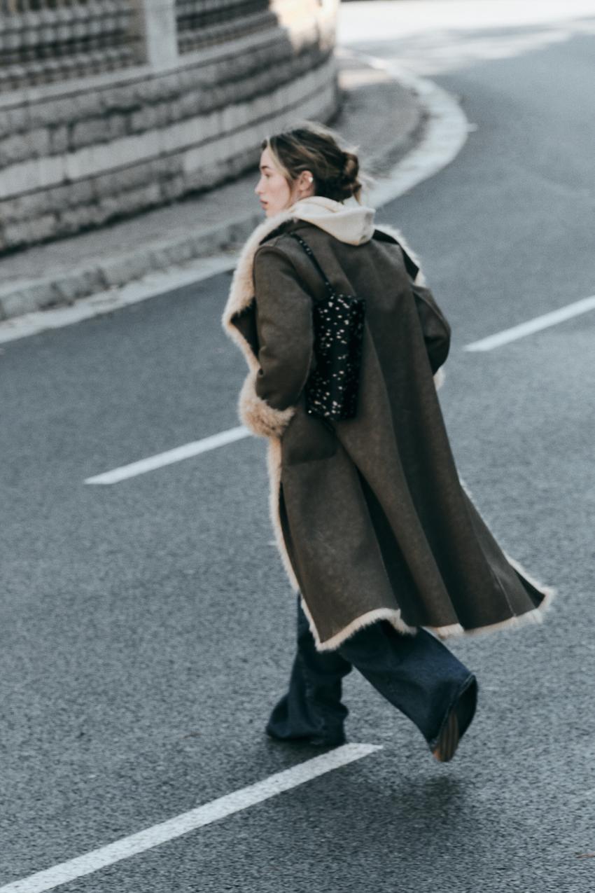 リバーシブル ダブルフェイス ロングコート - ブラウン/モール | ZARA 