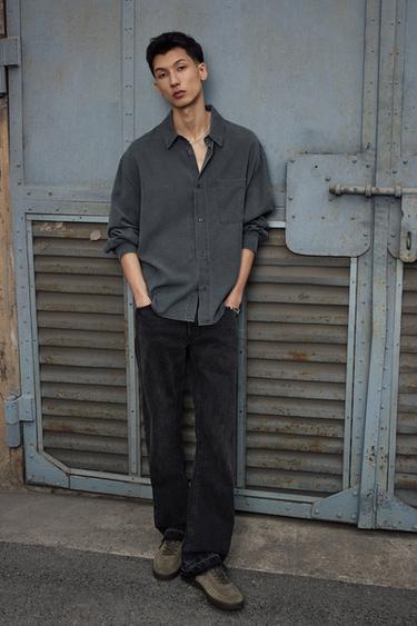 Zara 水洗飄逸襯衫 - 灰色