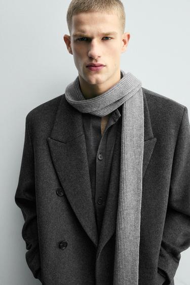 MANTEAU CROISÉ AVEC LAINE - Gris chiné de Zara - Image 5