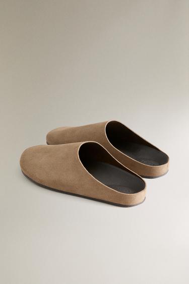 SABOT CUIR CROÛTE DE CUIR - Gris taupe de Zara - Image 3