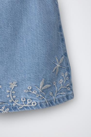 TOP DENIM BORDADOS - Azul claro de Zara