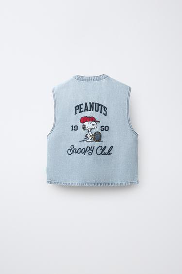 SNOOPY PEANUTS™ DENIM WAISTCOAT - Light blue by Zara