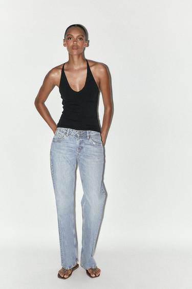 Zara 背後綁帶繞頸上衣 - 黑色