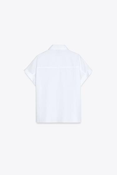 POPLIN SHIRT WITH JEWEL COLLAR - White by Zara - Image 7
