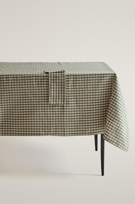 CHECK TABLECLOTH WITH TOPSTITCHING - Green by Zara - Image 0