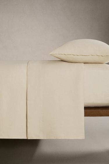 WASHED LINEN FLAT SHEET (140 GXM²) - Biscuit by Zara - Image 3
