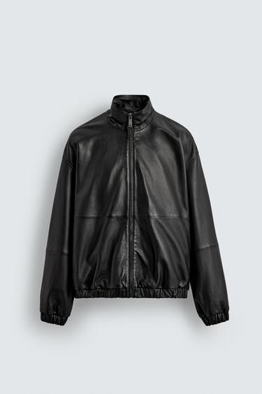 Zara LIMITED EDITION LEATHER JACKET - Black