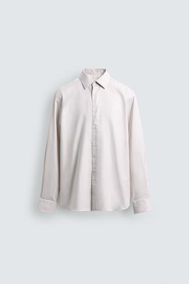 STRIPED SLIM FIT SHIRT - Sand by Zara