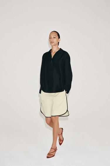 ÁO SƠ MI MÀU TRƠN ZW COLLECTION - Màu đen từ Zara - Hình ảnh 0