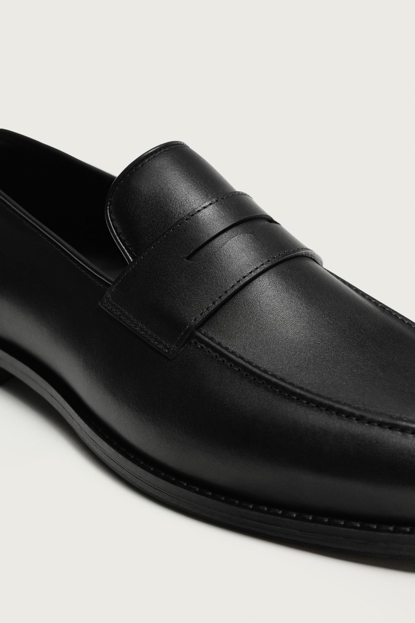 Мужские туфли Zara Leather Penny, цвет: Чёрный — фото 6