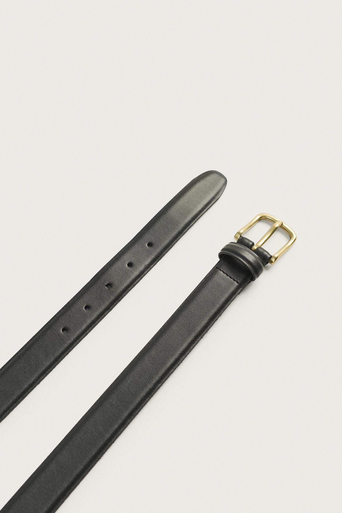 Мужской ремень Zara Leather Dress Belt, цвет: Чёрный — фото 4
