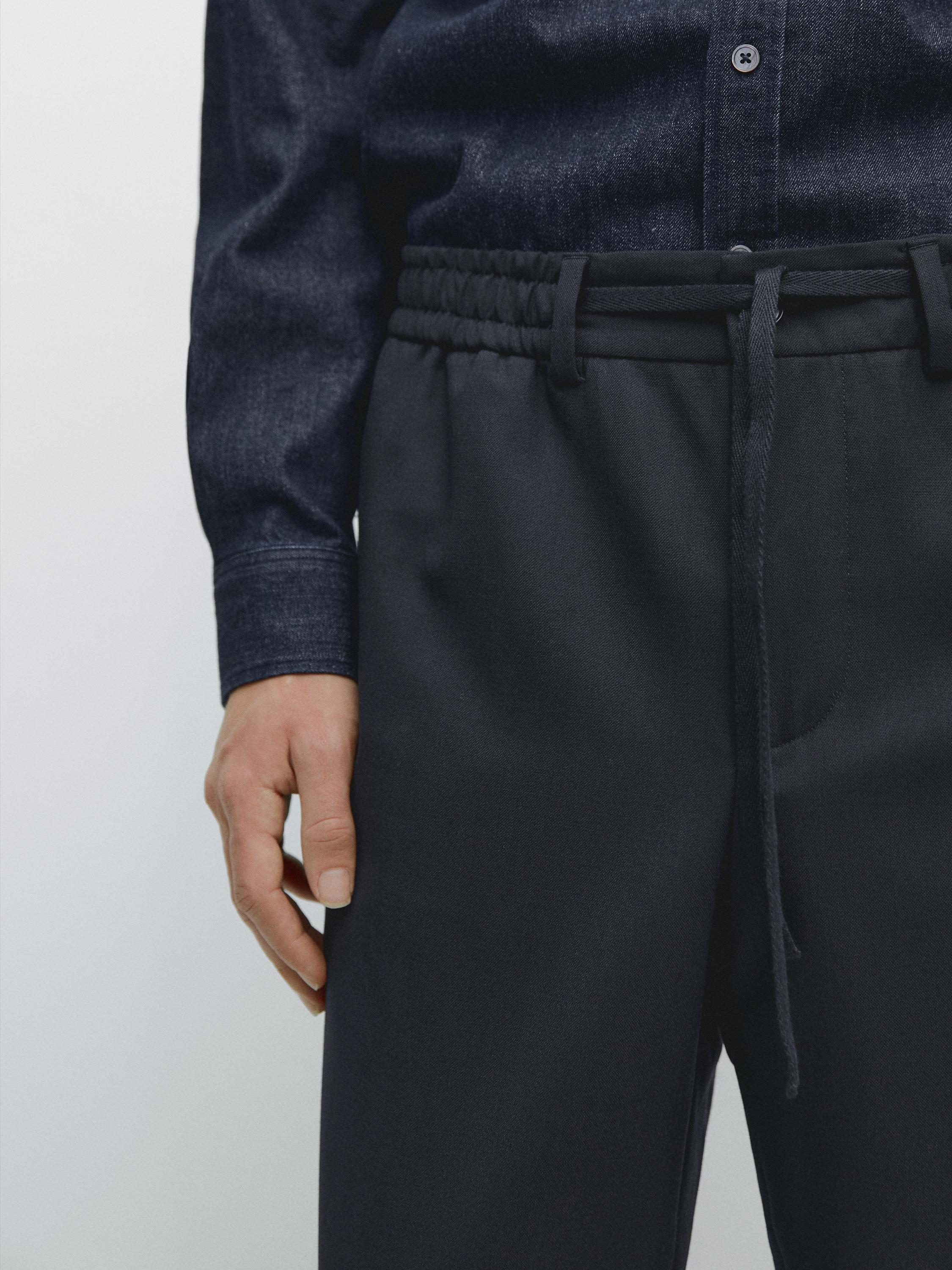 Pantalon structuré en laine froide