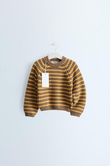 Zara ZARA TIMELESS - STRIPED COTTON-WOOL BLEND SWEATER - Ocher