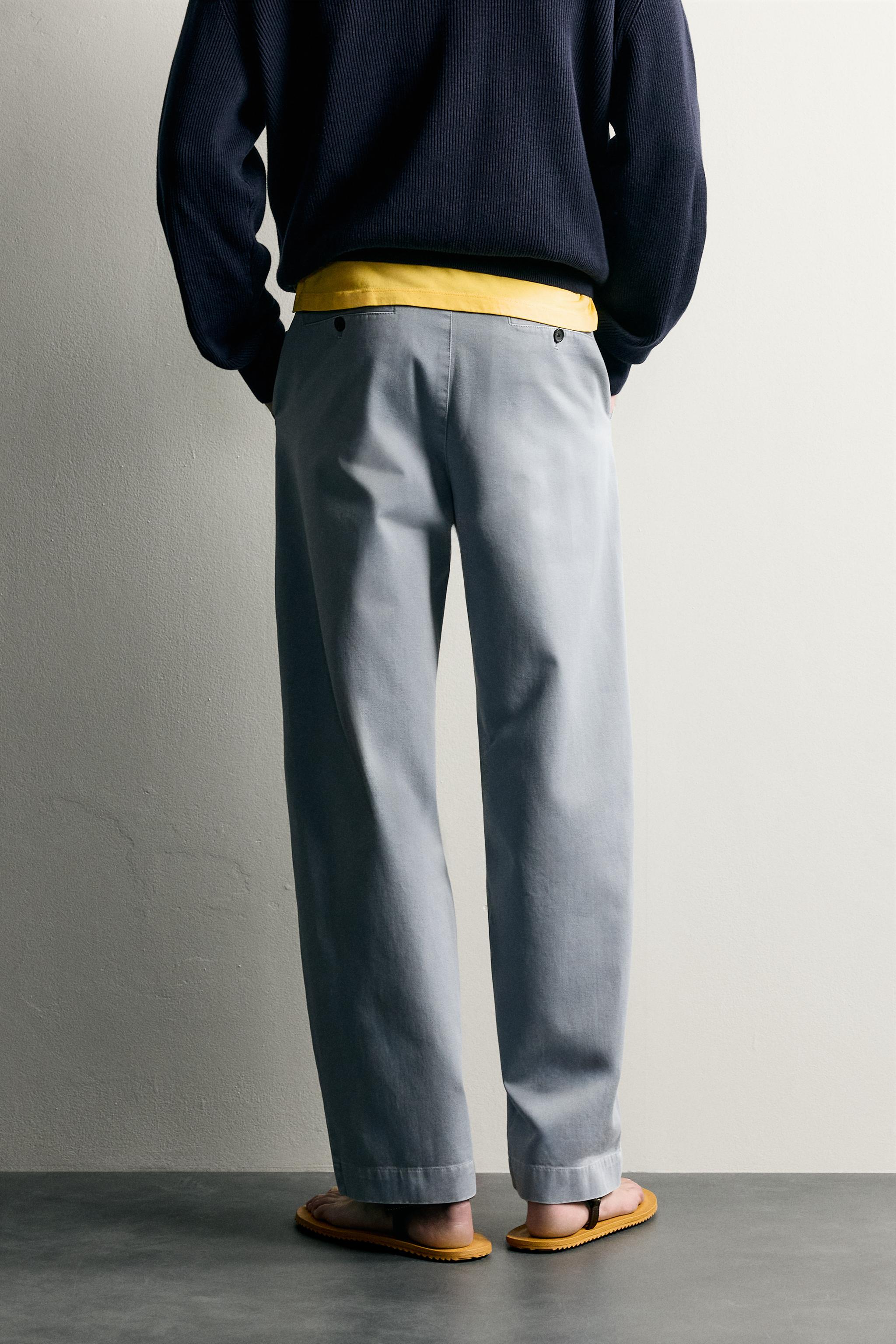 Мужские брюки Zara WASHED RELAXED FIT CHINO PANTS — фото 3