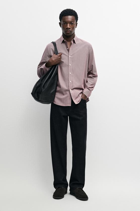 Camisa regular fit cuadro vichy - Rojo oscuro de Zara - Imagen 0