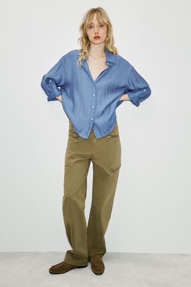 CAMISA MANGA REMANGADA - Azulón de Zara