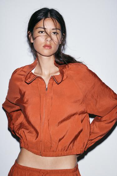 Zara FLUID FABRIC JACKET - Terracotta