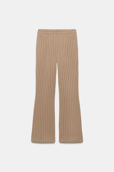 ZW COLLECTION FLARE STRIPED TROUSERS - Pale pink by Zara - Image 5