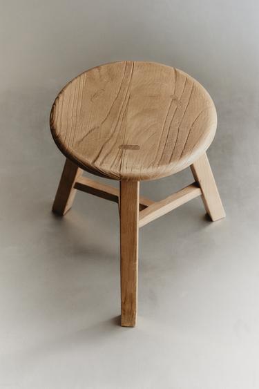 CIRCULAR WOOD STOOL — Light beige 1