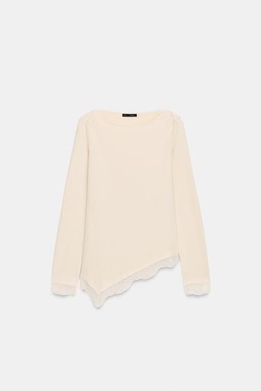 TOP EFFET DOUX EN DENTELLE - Écru de Zara - Image 4