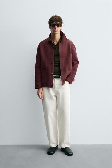RELAXED FIT OVERSHIRT WITH POCKETS - Burgundy by Zara - Image 0