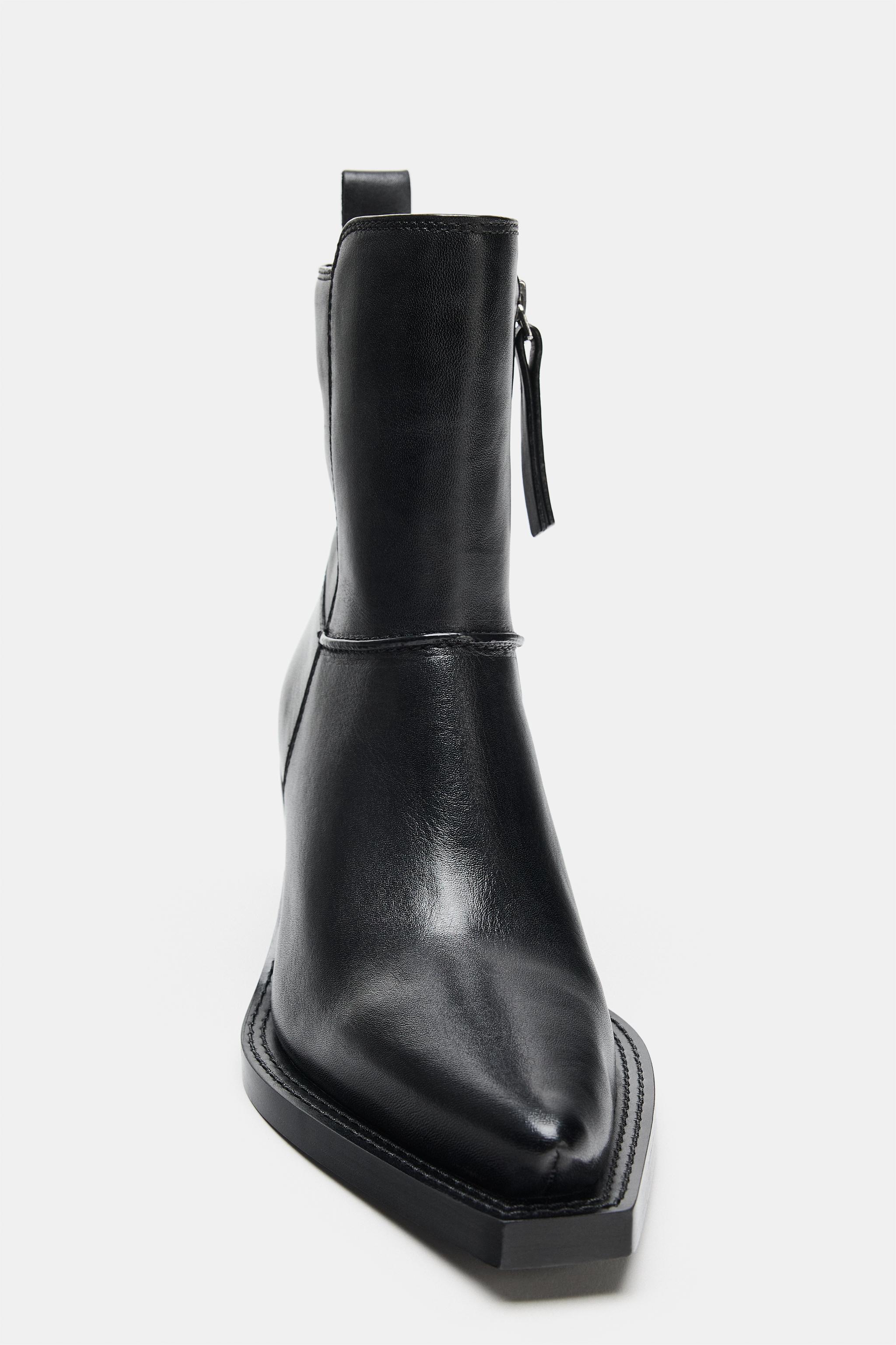 LEATHER COWBOY ANKLE BOOTS