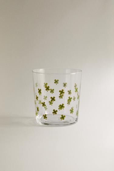 BICCHIERE IN VETRO CON DECALCOMANIA - Verde di Zara - Immagine 0