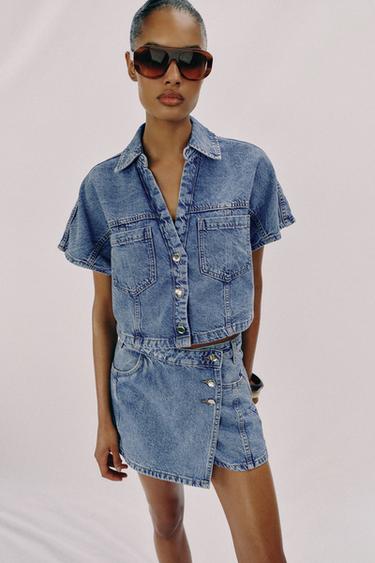 Z1975 ҚЫСҚА ДЕНИМ ЖЕЙДЕ - Орташа көк Zara компаниясынан