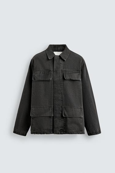 ז'קט RELAXED FIT עם כיסים - פחם של Zara