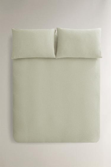 Zara WAFFLE-KNIT DUVET COVER - Sea green