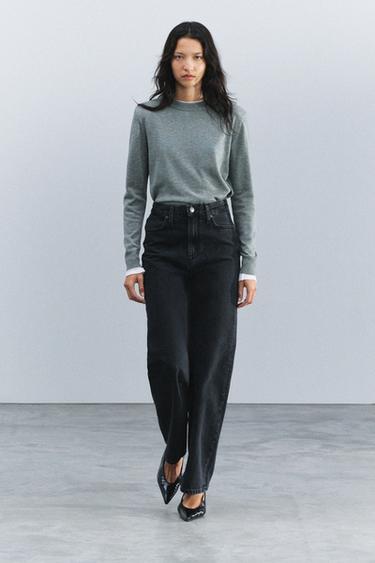 JEANS ZW COLLECTION STRAIGHT FIT TIRO ALTO - Negro de Zara