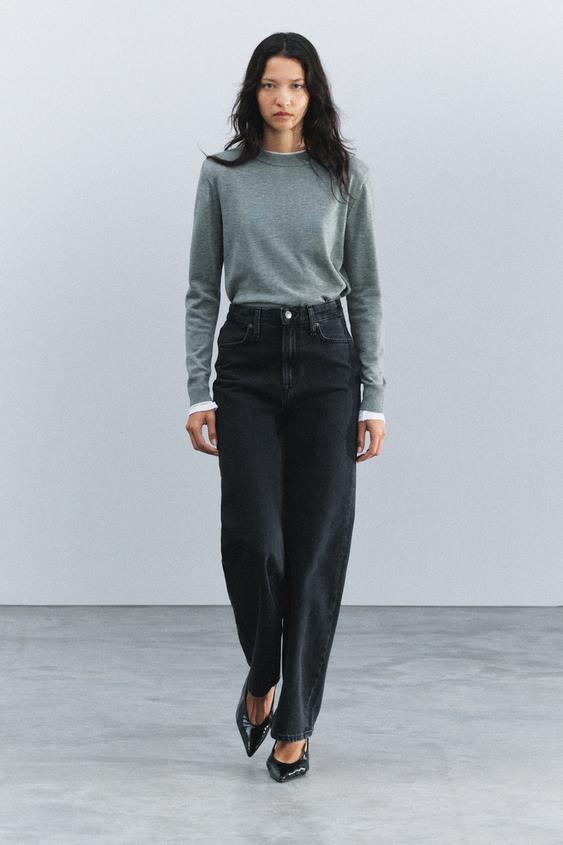 ZW COLLECTION STRAIGHT-LEG HIGH-WAIST JEANS - Black by Zara - Image 0