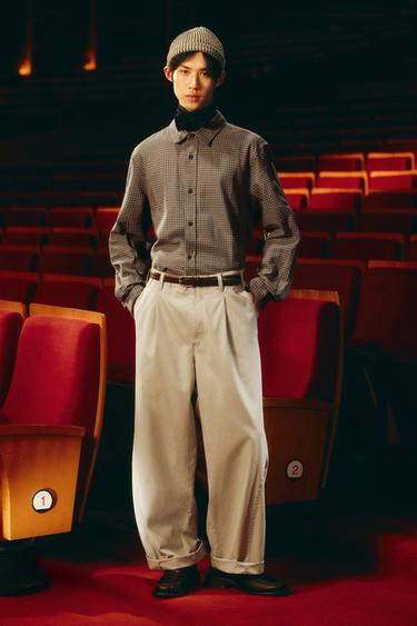 ワイドレッグパンツ、ターンシームベージュ0Zaraのワイドレッグパンツ、ターンシーム - ベージュ - 画像 0