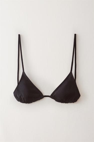TRIANGLE BEACH BIKINI TOP - Black by Zara