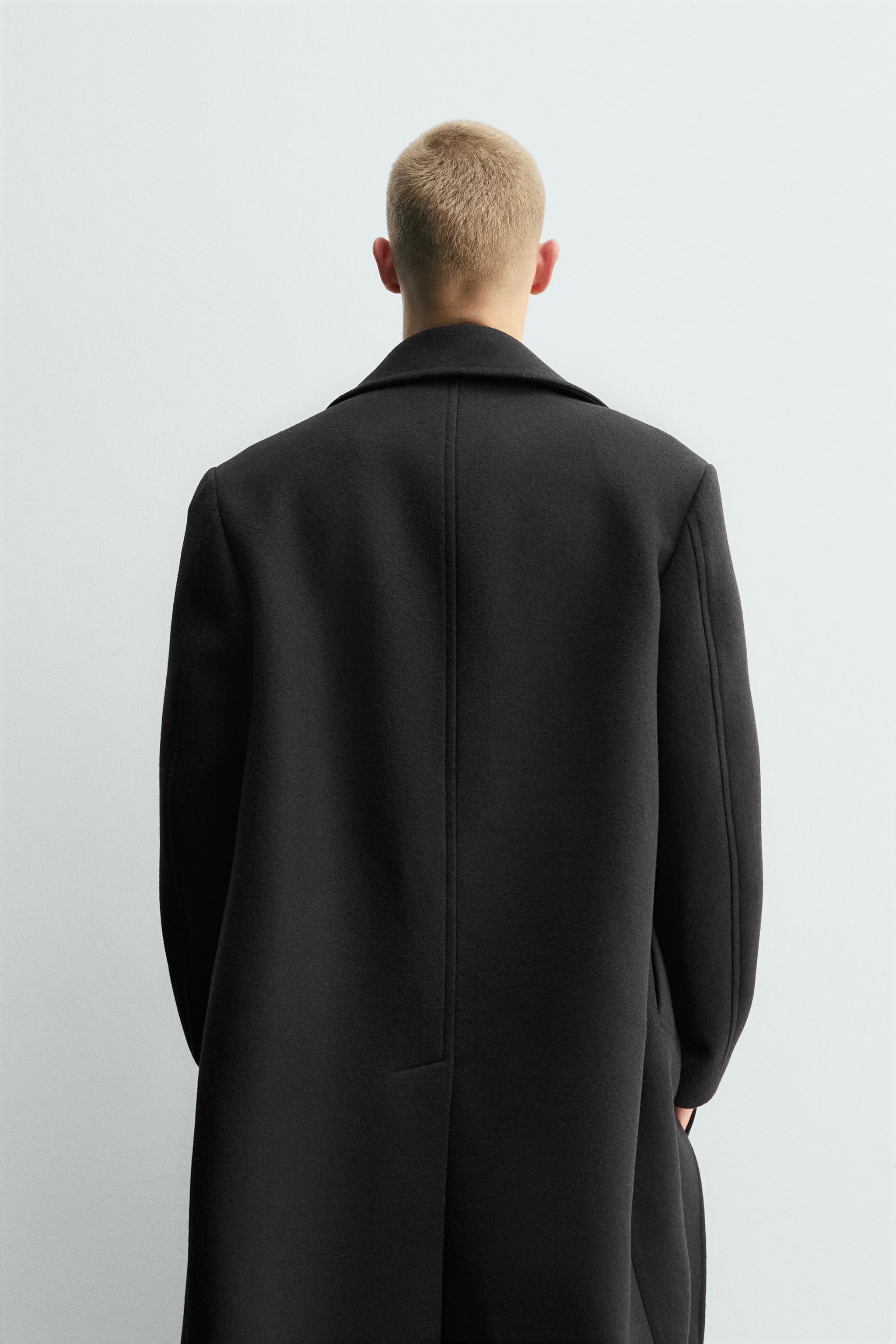 DOUBLE-BREASTED WOOL BLEND COAT
