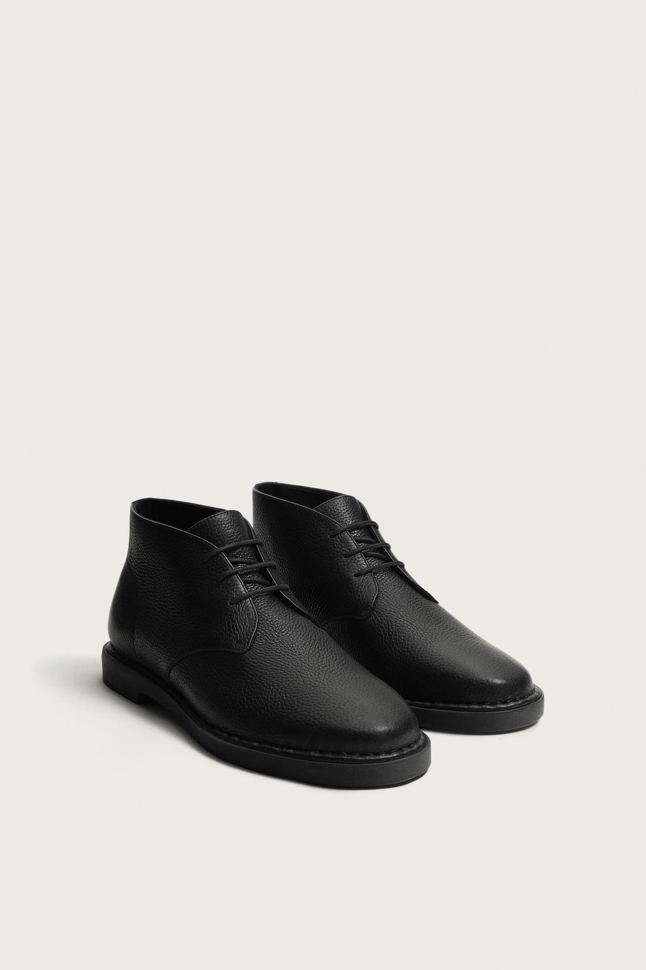 LEATHER BOOTS — Black