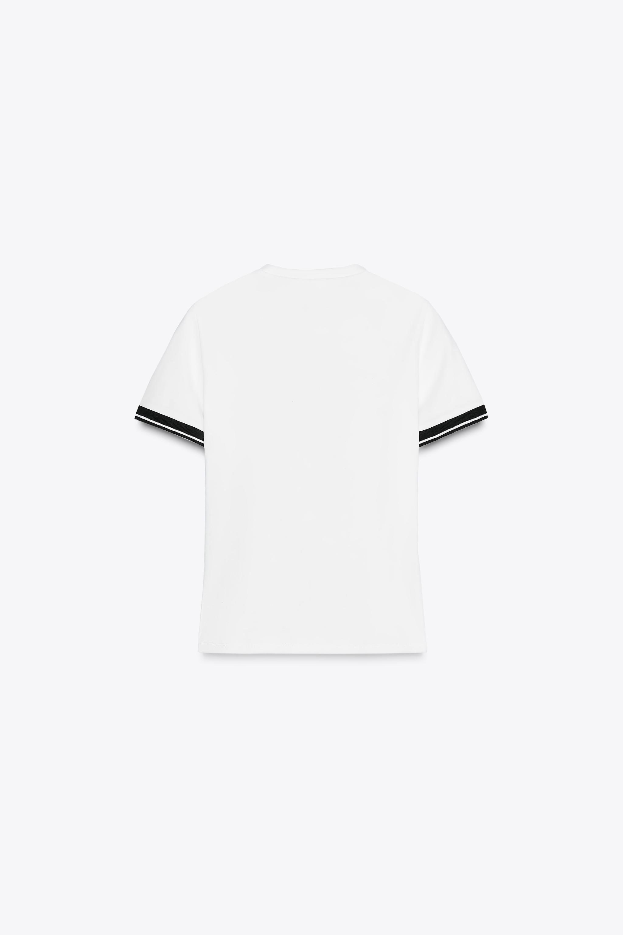 コントラストトリムTシャツ - ホワイト | ZARA Japan / 日本
