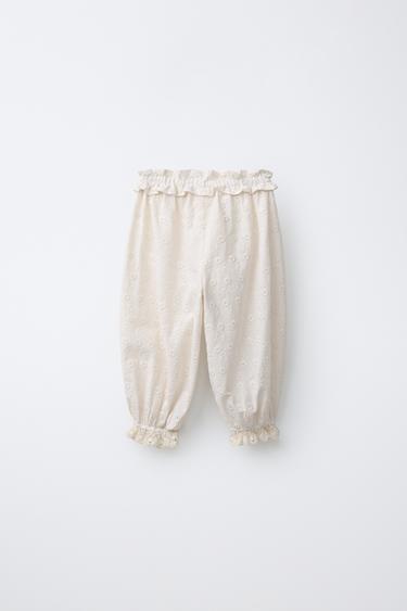 EMBROIDERED JOGGERS - Ecru by Zara - Image 1