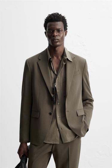 BLAZER بدلة مريح - زيتوني داكن الخاص بـ Zara