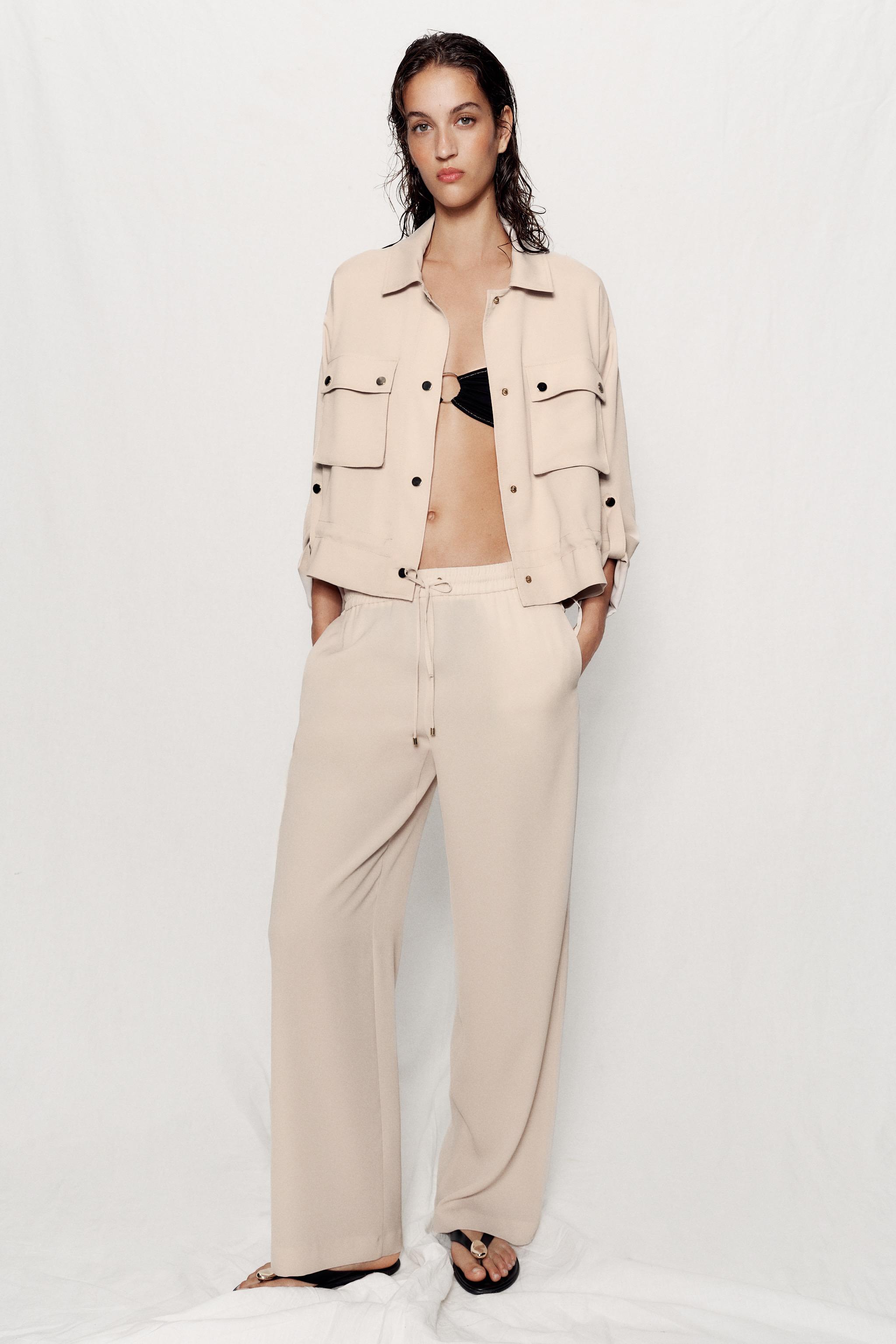 Женские куртки Zara ROLLED-SLEEVE SAFARI JACKET
