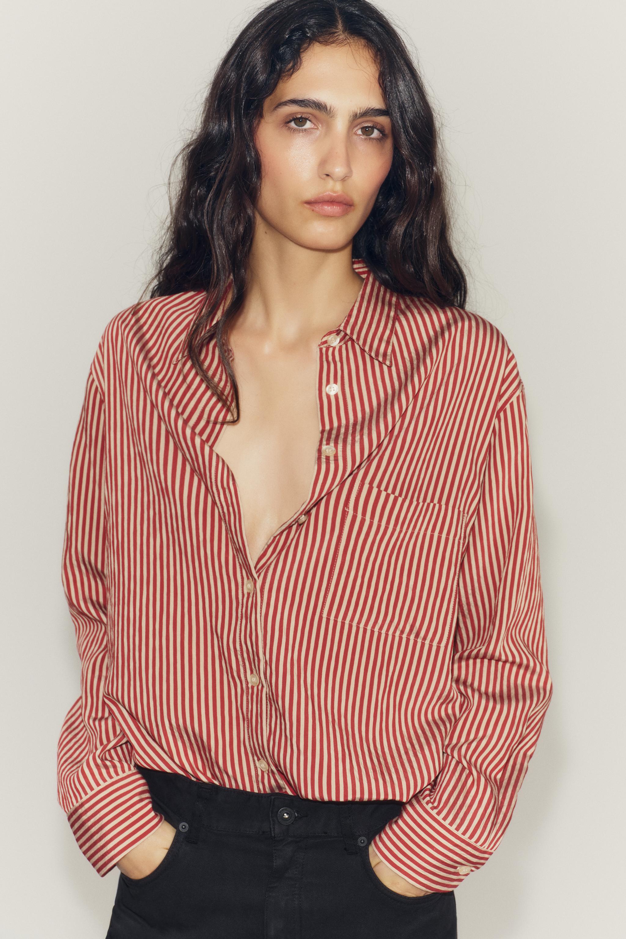 Женские рубашки Zara ZW COLLECTION STRIPED POCKET SHIRT — фото 2