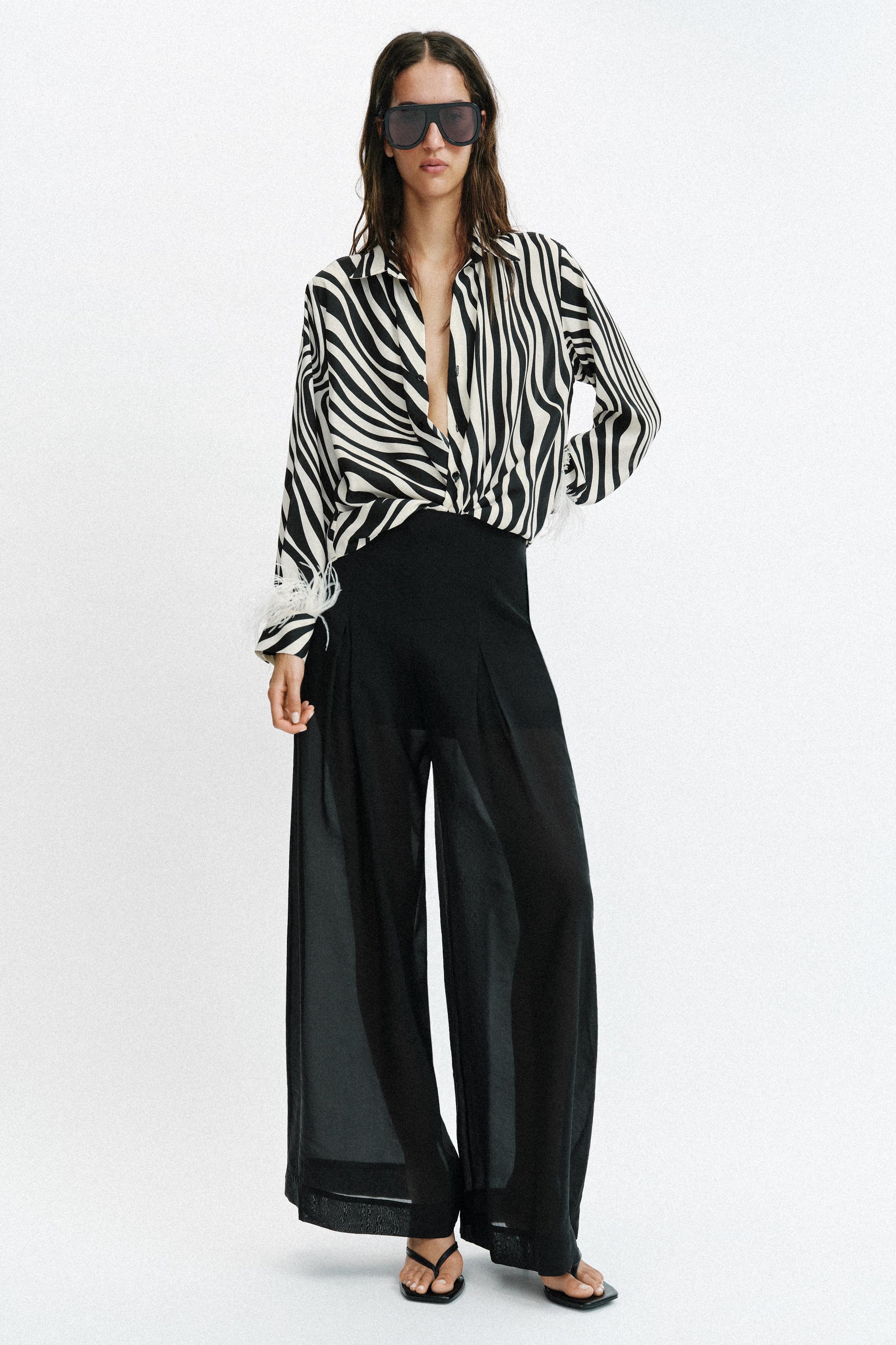 SEMI-SHEER WIDE LEG PANTS